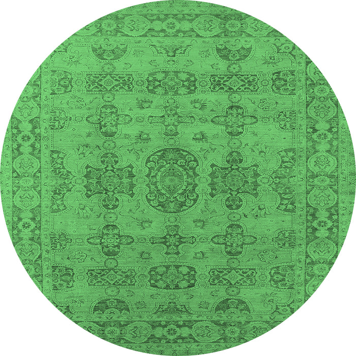 Round Oriental Emerald Green Traditional Rug, urb1348emgrn