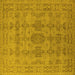 Square Machine Washable Oriental Yellow Traditional Rug, wshurb1348yw