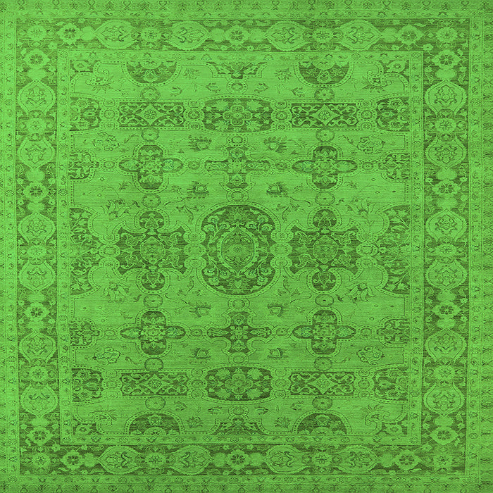 Square Machine Washable Oriental Green Traditional Area Rugs, wshurb1348grn