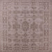 Square Mid-Century Modern Khaki Rose Pink Oriental Rug, urb1348