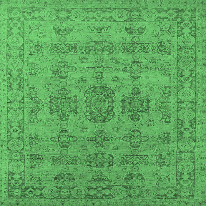 Square Oriental Emerald Green Traditional Rug, urb1348emgrn