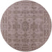 Round Machine Washable Industrial Modern Khaki Rose Pink Rug, wshurb1348