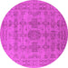 Round Oriental Pink Traditional Rug, urb1348pnk