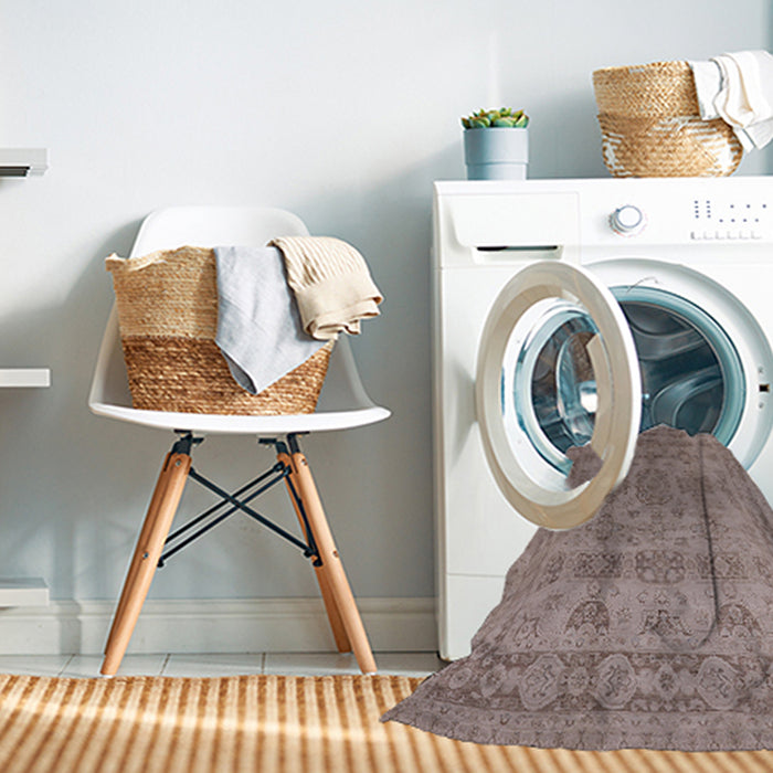 Machine Washable Industrial Modern Khaki Rose Pink Rug in a Washing Machine, wshurb1348