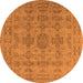 Round Machine Washable Oriental Orange Traditional Area Rugs, wshurb1348org