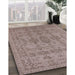 Machine Washable Industrial Modern Khaki Rose Pink Rug in a Family Room, wshurb1348