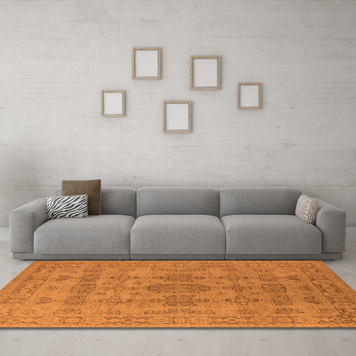 Machine Washable Oriental Orange Traditional Area Rugs in a Living Room, wshurb1348org