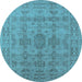 Round Oriental Light Blue Traditional Rug, urb1348lblu