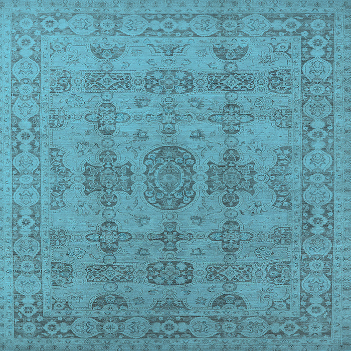 Square Machine Washable Oriental Light Blue Traditional Rug, wshurb1348lblu