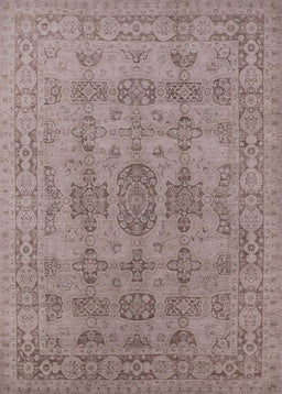 Mid-Century Modern Khaki Rose Pink Oriental Rug, urb1348