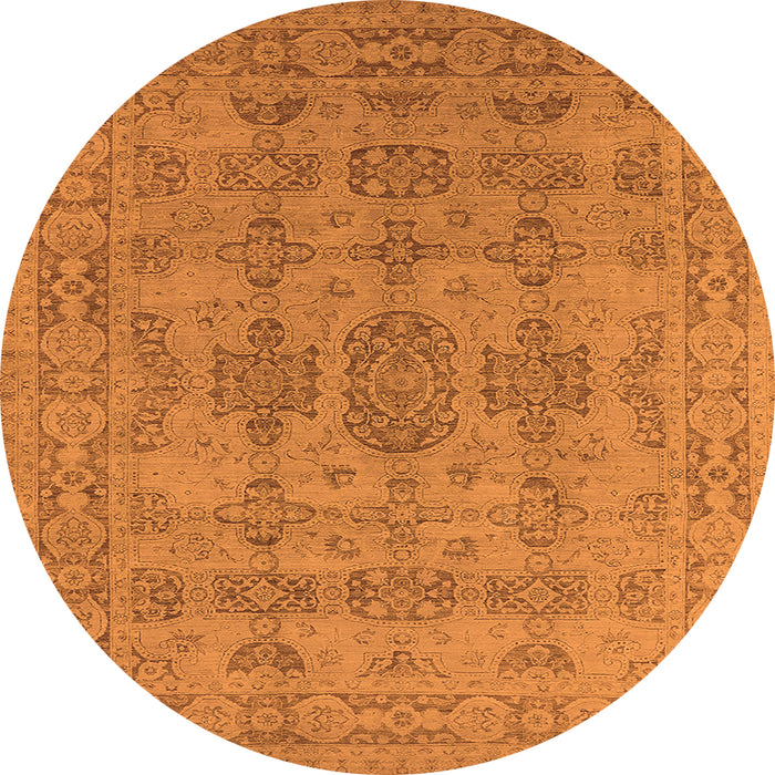 Round Oriental Orange Traditional Rug, urb1348org