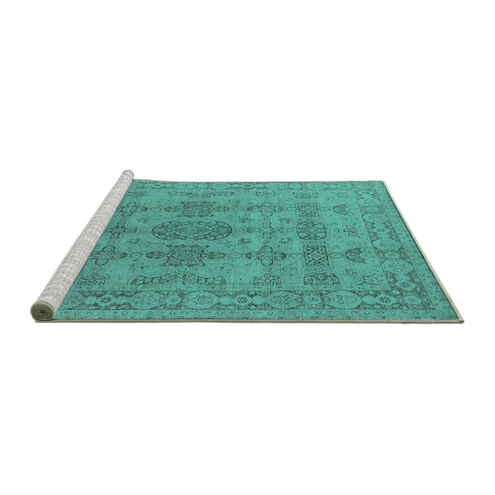 Sideview of Machine Washable Oriental Turquoise Traditional Area Rugs, wshurb1348turq