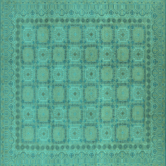 Square Oriental Turquoise Industrial Rug, urb1349turq