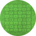 Round Oriental Green Industrial Rug, urb1349grn