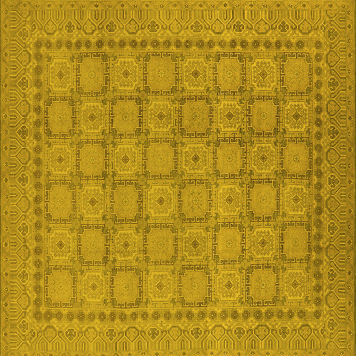 Square Machine Washable Oriental Yellow Industrial Rug, wshurb1349yw