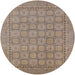 Round Mid-Century Modern Puce Purple Oriental Rug, urb1349