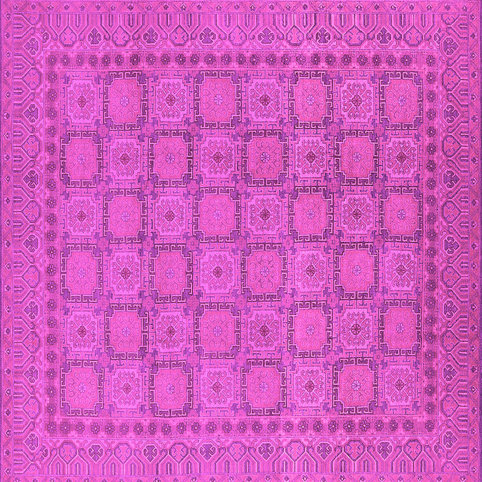 Square Machine Washable Oriental Pink Industrial Rug, wshurb1349pnk