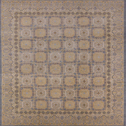 Square Mid-Century Modern Puce Purple Oriental Rug, urb1349