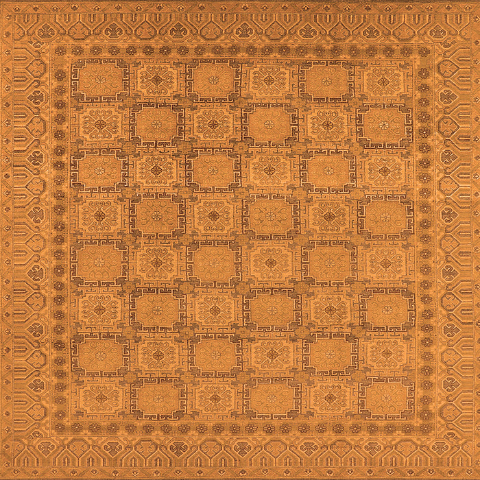 Square Machine Washable Oriental Orange Industrial Area Rugs, wshurb1349org