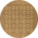 Round Machine Washable Oriental Brown Industrial Rug, wshurb1349brn