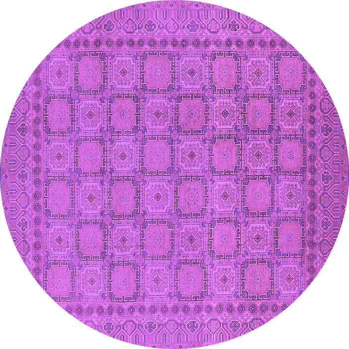 Round Machine Washable Oriental Purple Industrial Area Rugs, wshurb1349pur