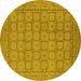 Round Machine Washable Oriental Yellow Industrial Rug, wshurb1349yw