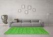 Machine Washable Oriental Green Industrial Area Rugs in a Living Room,, wshurb1349grn