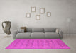 Machine Washable Oriental Pink Industrial Rug in a Living Room, wshurb1349pnk