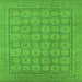 Square Machine Washable Oriental Green Industrial Area Rugs, wshurb1349grn