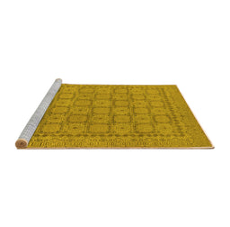 Sideview of Machine Washable Oriental Yellow Industrial Rug, wshurb1349yw