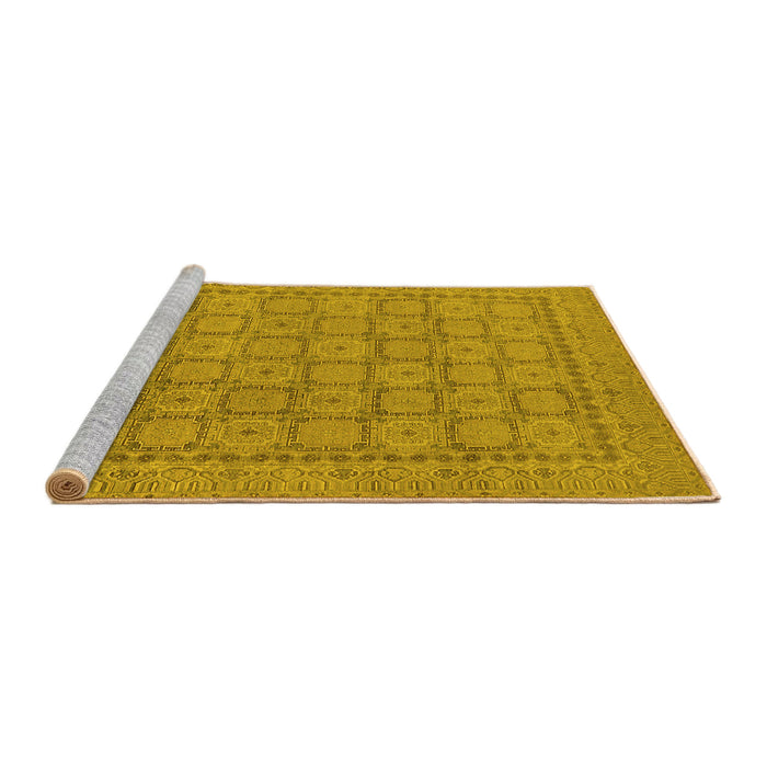 Sideview of Machine Washable Oriental Yellow Industrial Rug, wshurb1349yw
