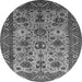 Round Machine Washable Oriental Gray Industrial Rug, wshurb1350gry