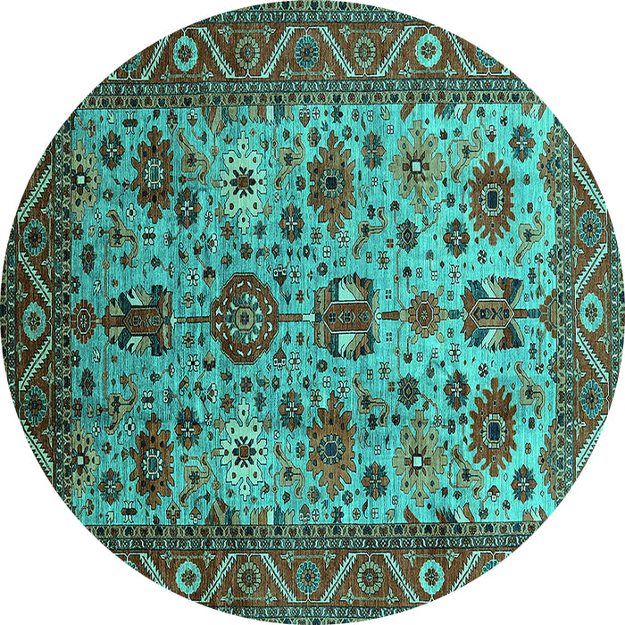 Round Oriental Turquoise Industrial Rug, urb1350turq