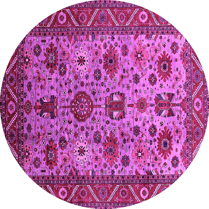 Round Machine Washable Oriental Pink Industrial Rug, wshurb1350pnk