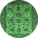 Round Machine Washable Oriental Emerald Green Industrial Area Rugs, wshurb1350emgrn