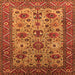 Square Machine Washable Oriental Orange Industrial Area Rugs, wshurb1350org