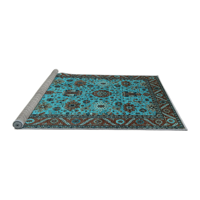 Sideview of Machine Washable Oriental Light Blue Industrial Rug, wshurb1350lblu