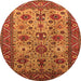 Round Machine Washable Oriental Orange Industrial Area Rugs, wshurb1350org