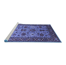 Sideview of Machine Washable Oriental Blue Industrial Rug, wshurb1350blu