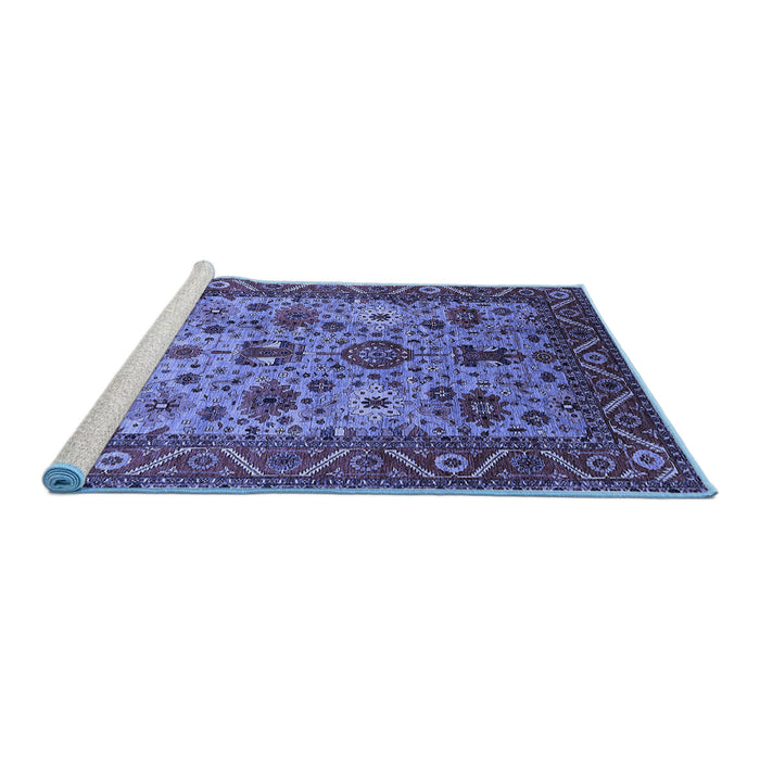 Sideview of Machine Washable Oriental Blue Industrial Rug, wshurb1350blu