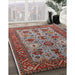 Mid-Century Modern Rosy Brown Pink Oriental Rug in Family Room, urb1350