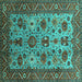 Square Oriental Turquoise Industrial Rug, urb1350turq