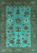 Machine Washable Oriental Turquoise Industrial Area Rugs, wshurb1350turq