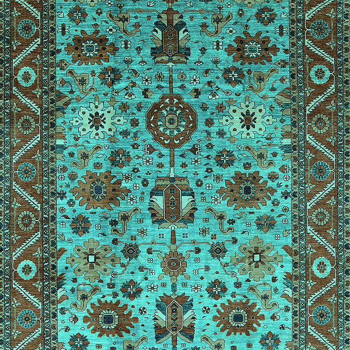 Machine Washable Oriental Turquoise Industrial Area Rugs, wshurb1350turq