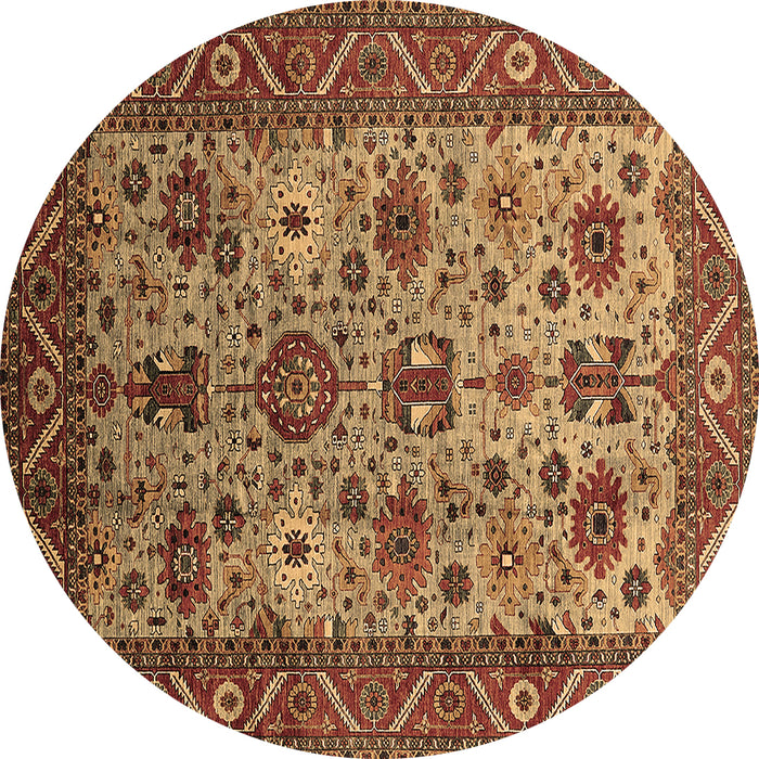 Round Machine Washable Oriental Brown Industrial Rug, wshurb1350brn