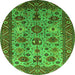 Round Oriental Green Industrial Rug, urb1350grn