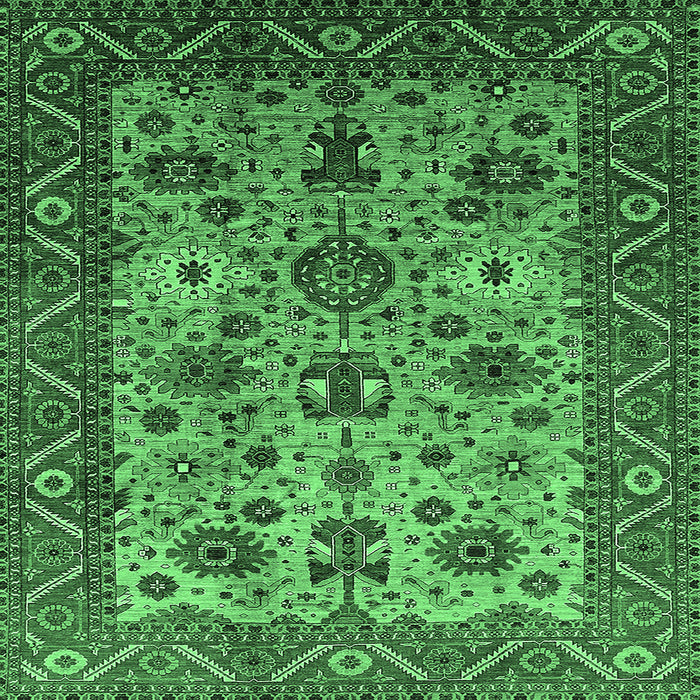 Square Oriental Emerald Green Industrial Rug, urb1350emgrn