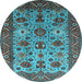 Round Oriental Light Blue Industrial Rug, urb1350lblu