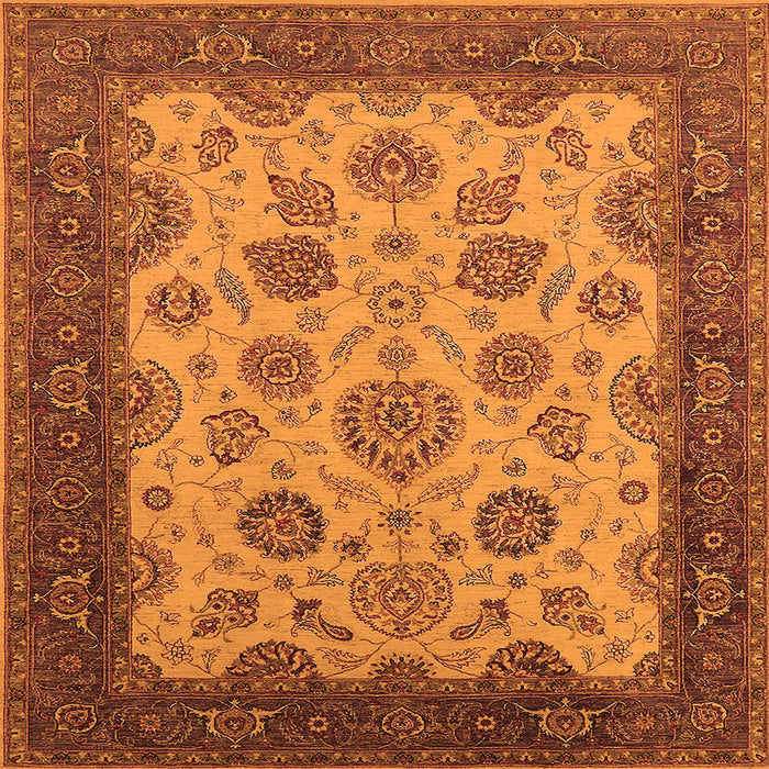 Square Machine Washable Oriental Orange Traditional Area Rugs, wshurb1351org