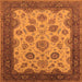 Square Machine Washable Oriental Orange Traditional Area Rugs, wshurb1351org